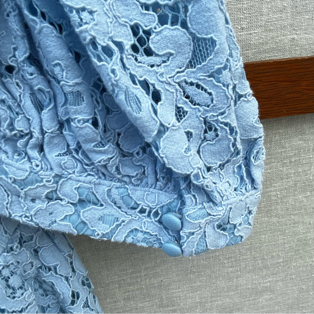 Bardot Light Blue Lace Mini Babydoll Deep-V Neckline Party Dress - Size 10 - Picture 12 of 16